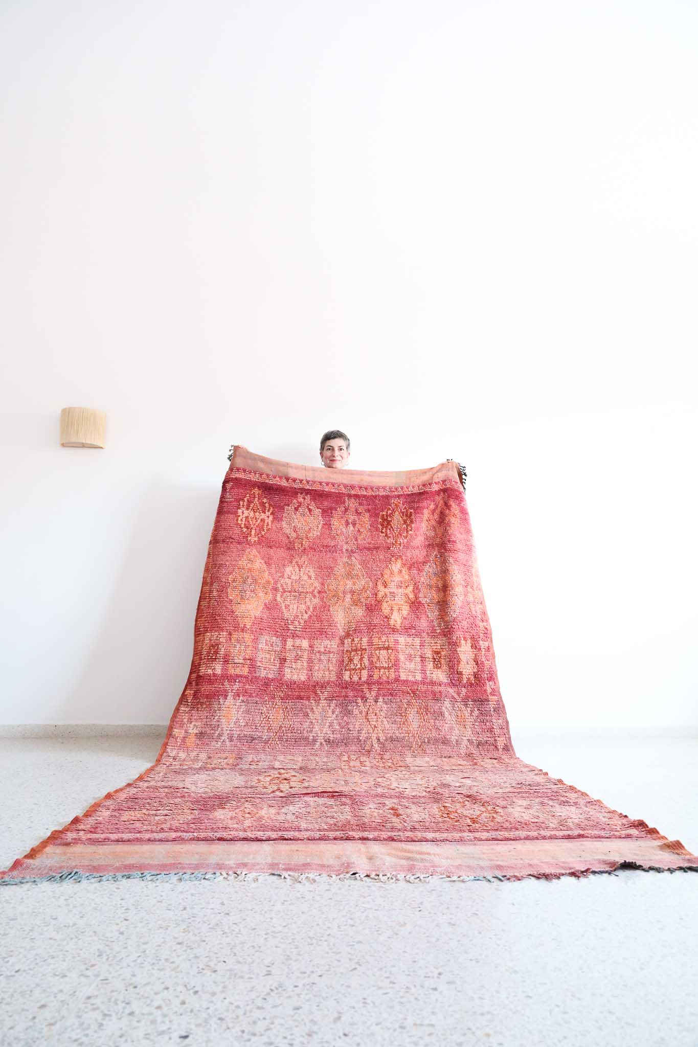 Vintage Moroccan rug with beautiful shades from rosy brown to light brown. 